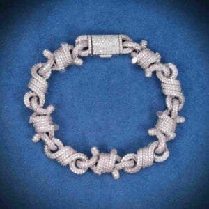 Juicx 10MM Moissanite Spiked Infinity Link Bracelet 14K Gold