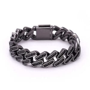 Juicx 10MM Emerald Cut Black Moissanite Cuban Link Bracelet