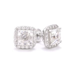 Juicx 10MM Halo Baguette Moissanite Earrings 14K Gold