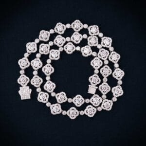 Juicx 10MM Moissanite Four-Leaf Halo Link Chain 14K Gold