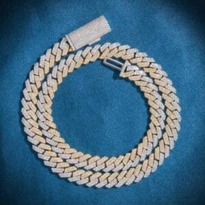 Juicx 10MM Split Two Tone Moissanite Cuban Link Chain 14K Gold