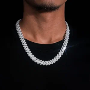 Juicx 10MM Round Cut Moissanite Cuban Link Chain 14K Gold