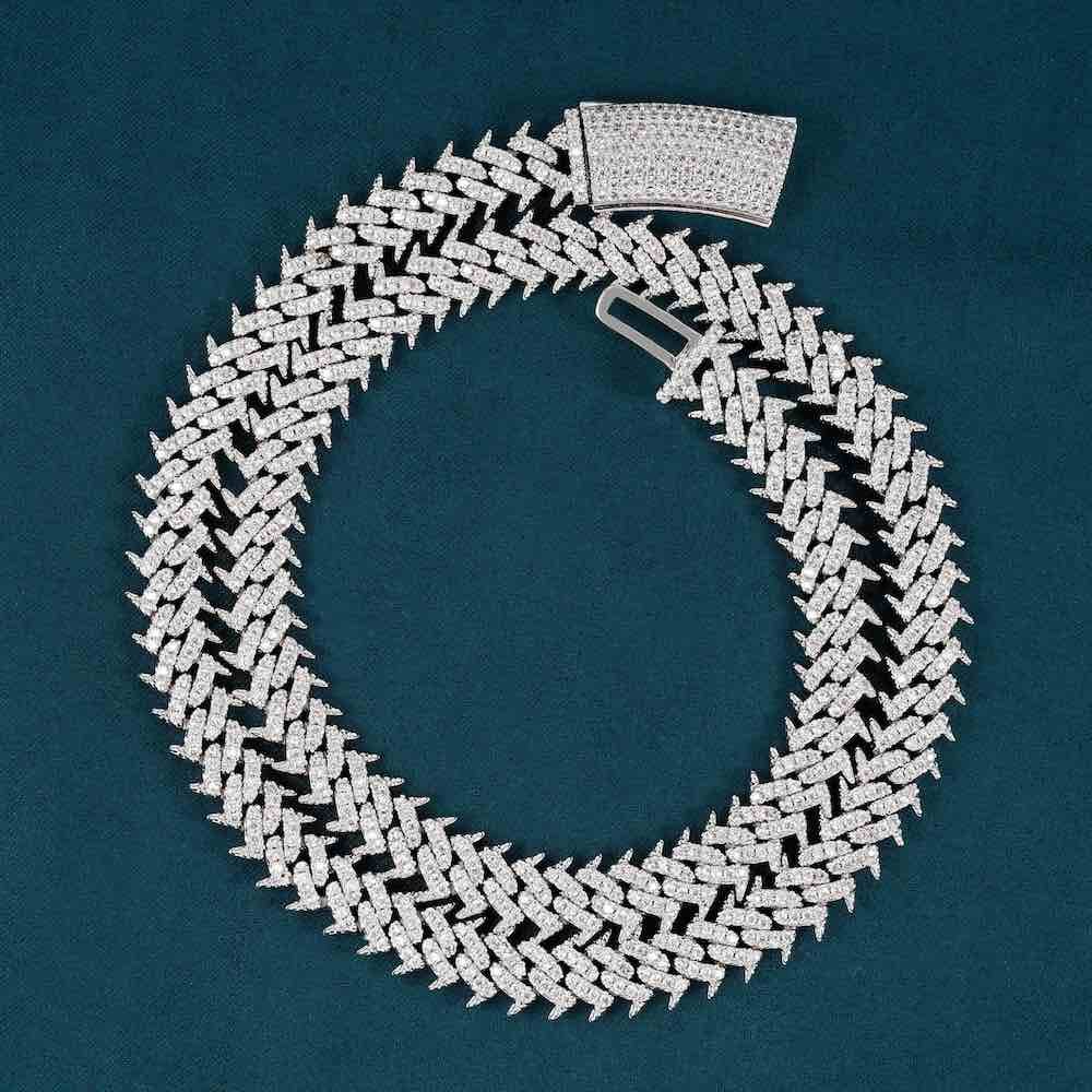 Juicx 10MM Spiked Moissanite Cuban Link Chain 14K Gold