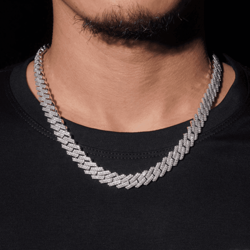 Juicx 2-Row 12MM Moissanite Prong Cuban Link Chain 14K Gold