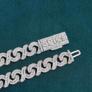 Juicx 12MM Iced Out Baguette Infinity Link Chain 14K Gold