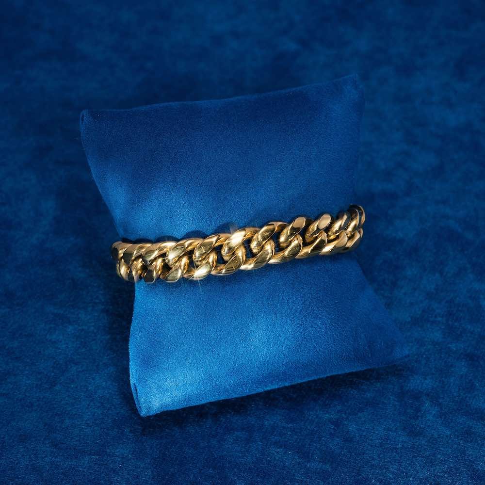Juicx 12MM Cuban Link Bracelet 14K Yellow Gold
