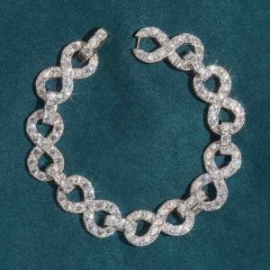 Juicx 13MM Moissanite Infinity Link Bracelet 14K Gold