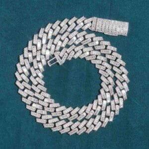 Juicx 13MM Baguette Diamond Iced Out Cuban Link Chain 14K Gold