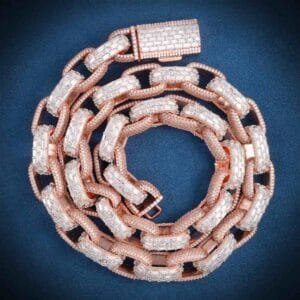 Juicx 15MM Iced Out Cable Link Chain 14K Two Tone
