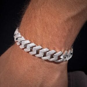 Juicx 15MM 4-Row Moissanite Cuban Link Bracelet 14K Gold