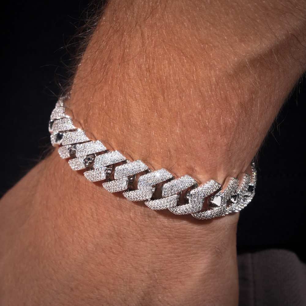 Juicx 15MM 4-Row Moissanite Cuban Link Bracelet 14K Gold