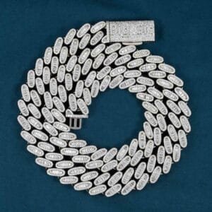 Juicx 16MM Moissanite Baguette Miami Cuban Link Chain 14K Gold