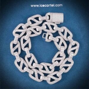Juicx 18.5MM Iced Out Baguette Mariner Link Chain 14K Gold