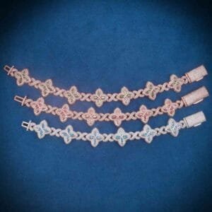 Juicx 19MM Colored Moissanite 4-Leaf Clover Infinity Link Bracelet