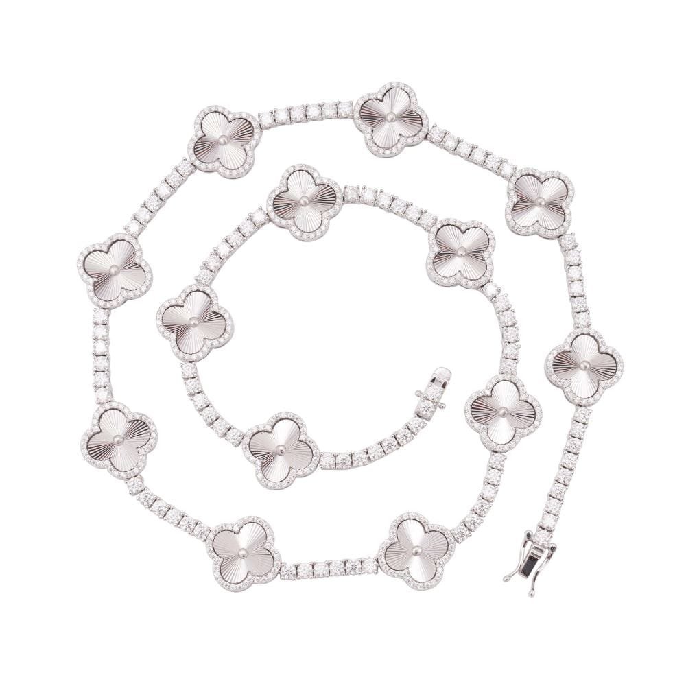 Juicx 3MM Four Leaf Moissanite Clover Tennis Chain 14K Gold