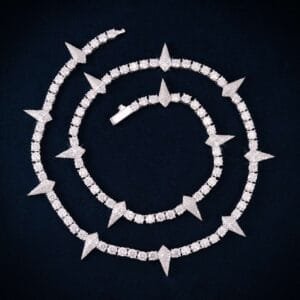 Juicx 4MM Moissanite Spiked Tennis Chain 14K Gold
