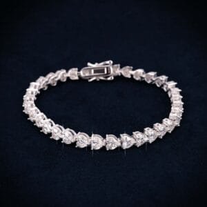 Juicx 5MM Moissanite Heart Tennis Bracelet 14K Gold