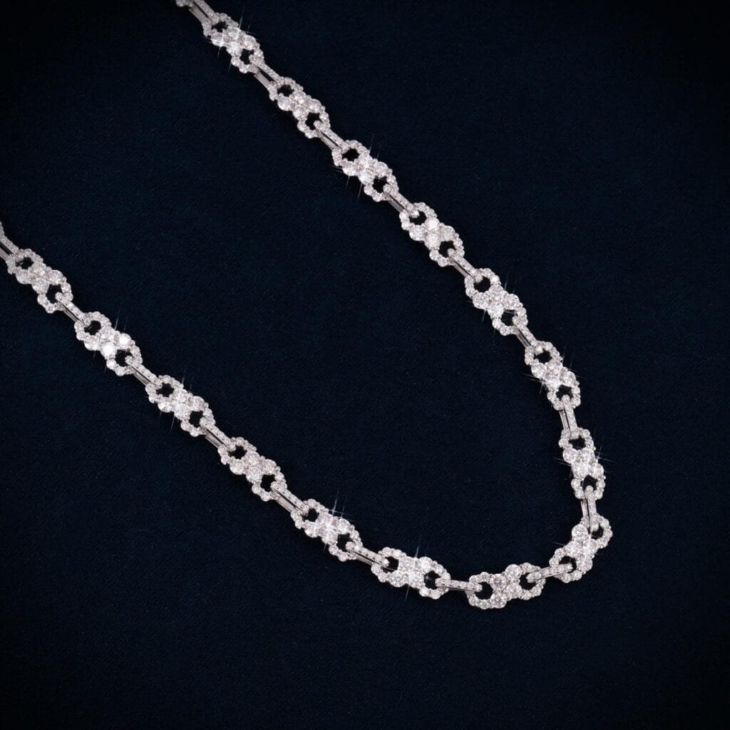 Juicx 6MM Moissanite Clustered Infinity Link Chain 14K Gold