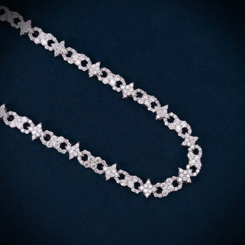 Juicx 6MM Moissanite Spiked Infinity Link Chain 14K Gold
