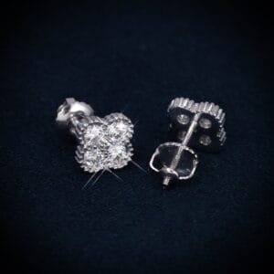 Juicx 6MM VVS Four Leaf Earrings 14K Gold
