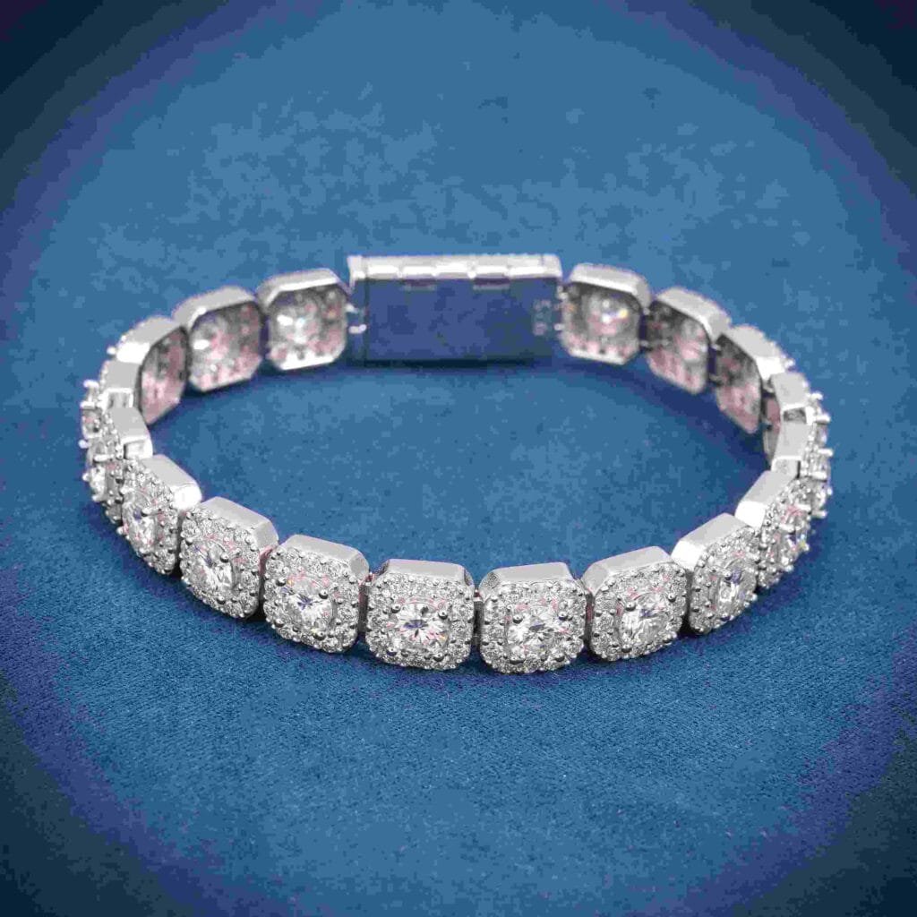 Juicx 6MM Moissanite Clustered Tennis Bracelet 14K Gold