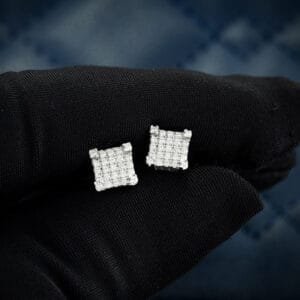 Juicx 6MM Moissanite Square Cluster Earrings 14K Gold