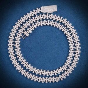 Juicx 8.5MM Iced Out Cross Link Chain 14K Gold
