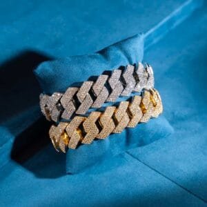 Juicx 20MM 4-Row Moissanite Cuban Link Bracelet 14K Gold