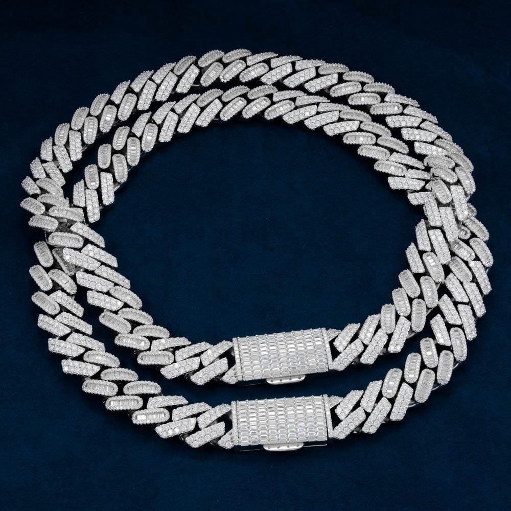 Juicx 18MM Mixed Cut Moissanite Cuban Link Chain 14K Gold