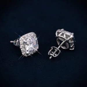 Juicx 9MM VVS Halo Stud Earrings 14K Gold