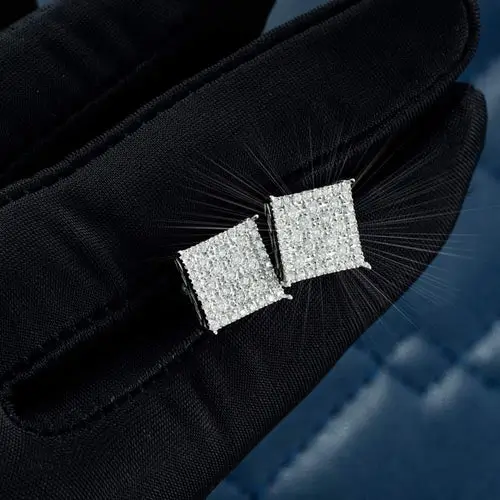 Juicx 9MM Moissanite Square Earrings 14K Gold