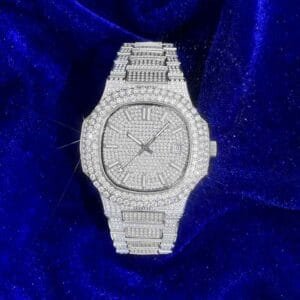 Juicx Circle Face Moissanite Watch 14K White Gold