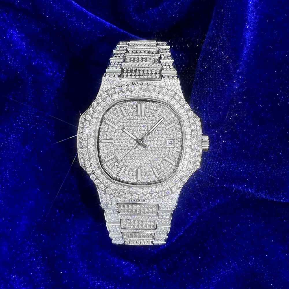 Juicx Circle Face Moissanite Watch 14K White Gold