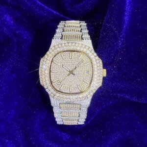 Juicx Circle Face Moissanite Watch 14K Yellow Gold