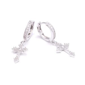 Juicx Cross Drop Moissanite Earrings 14K Gold
