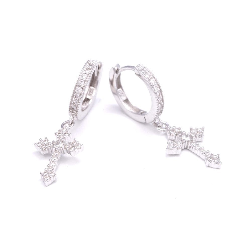 Juicx Cross Drop Moissanite Earrings 14K Gold