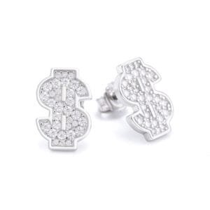 Juicx Dollar Sign Moissanite Earrings 14K Gold