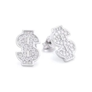 Juicx Dollar Sign Moissanite Earrings 14K Gold