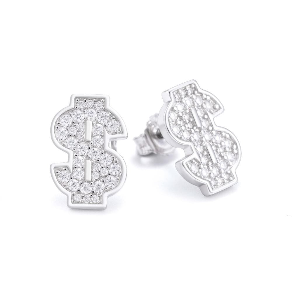 Juicx Dollar Sign Moissanite Earrings 14K Gold
