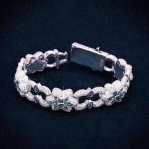 Juicx 13MM Double Accent Moissanite Cuban Link Bracelet 14K
