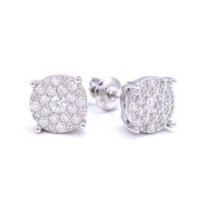 Juicx Double Halo Prong Moissanite Earrings 14K Gold