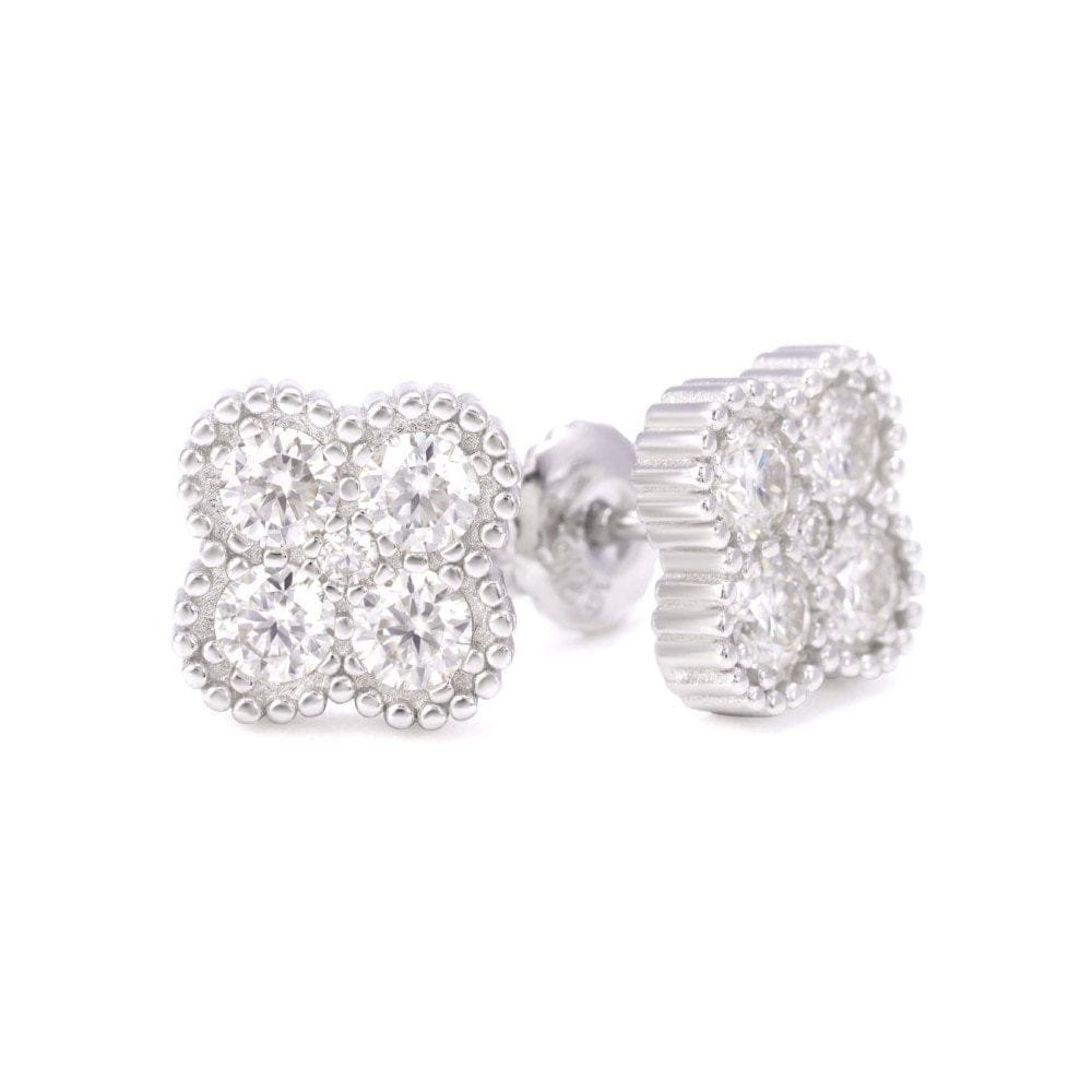 Juicx Four Leaf Moissanite Pointer Earrings 14K Gold