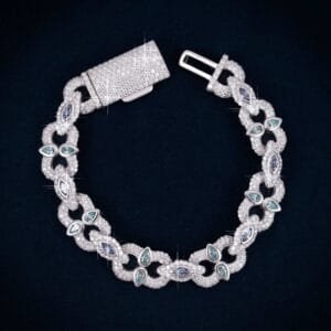 Juicx 13MM Marquise & Pear Cut Moissanite Cuban Link Bracelet 14K Gold