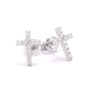 Juicx Mini Cross Moissanite Earrings 14K Gold
