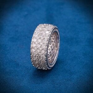 Juicx Moissanite 3-Row Cluster Band Ring 14K Gold