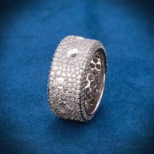 Juicx Moissanite 7-Row Emerald Cut Ring 14K Gold