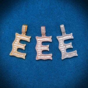 Juicx Moissanite Baguette Letter E Pendant