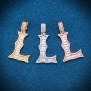 Juicx Moissanite Baguette Letter L Pendant