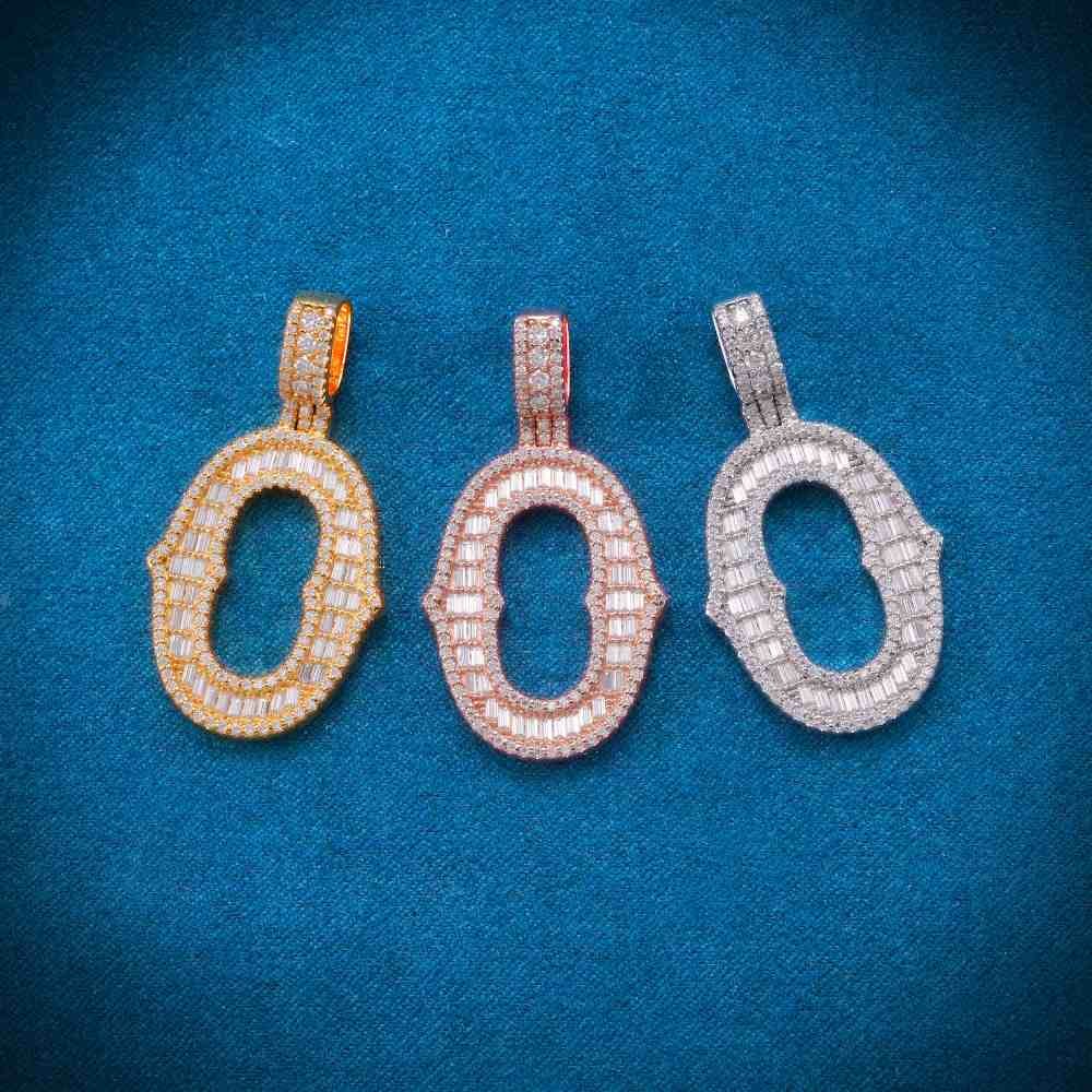 Juicx Moissanite Baguette Letter O Pendant