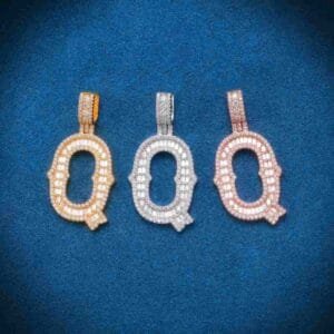 Juicx Moissanite Baguette Letter Q Pendant